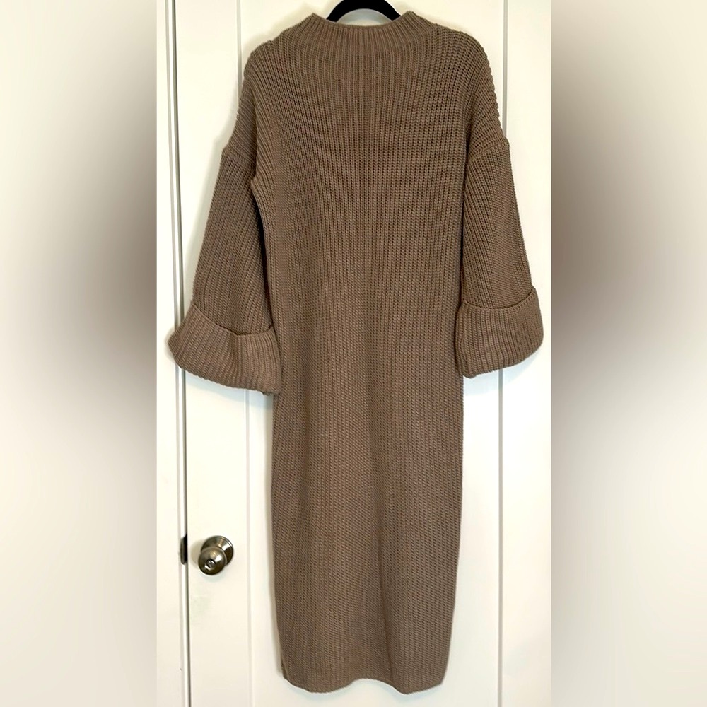NWOT Cozy Knit Taupe Dress - Picture 5 of 5